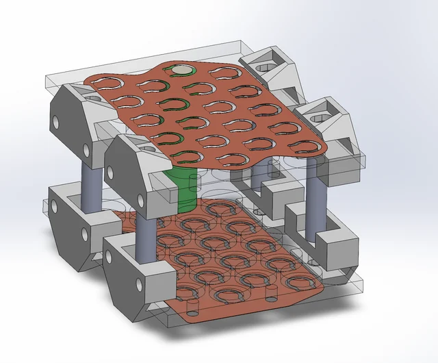 CAD of the prototype cell arrangement and supporting structure.
