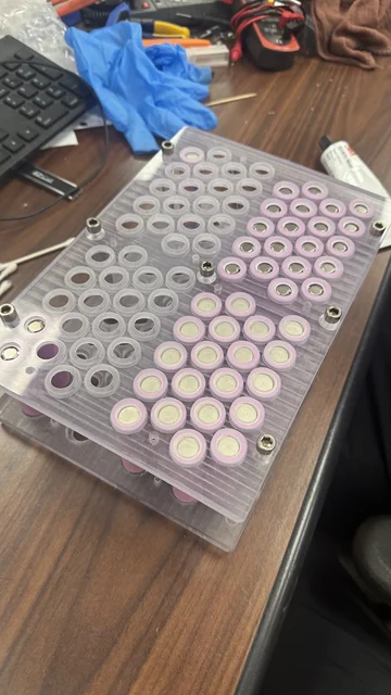Top view of the assembled battery module.