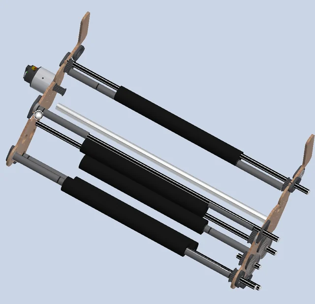CAD of the early collector roller arrangement.