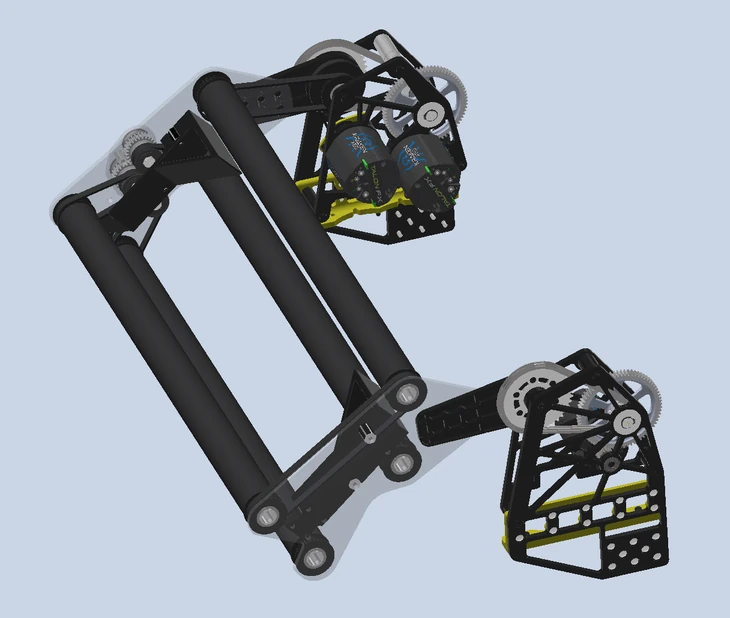CAD rendering of the deployable collector and gearbox assembly.