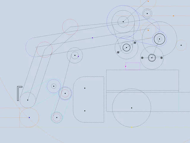 Collector layout sketch with roller and drive geometry.