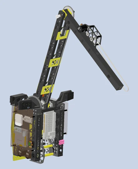 CAD of the articulated arm in its robot assembly.