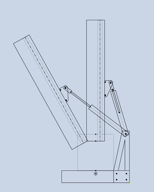Climber linkage layout showing the actuator and arm positions.