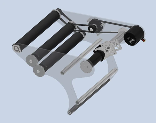 CAD rendering of the universal three-roller collector.