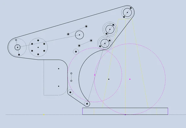 Collector geometry sketch with roller and game-piece outlines.